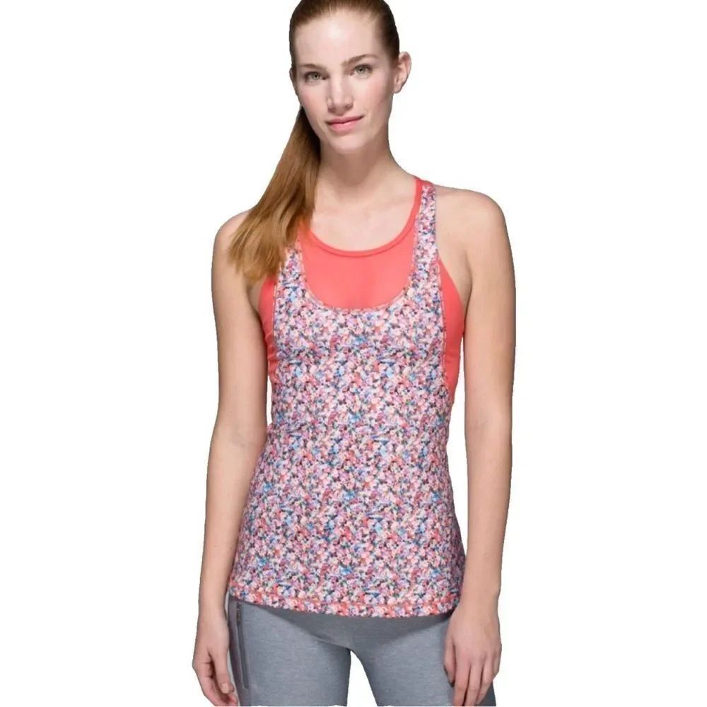 Lululemon Mesh With Me Floral Tank Top Women’s 6